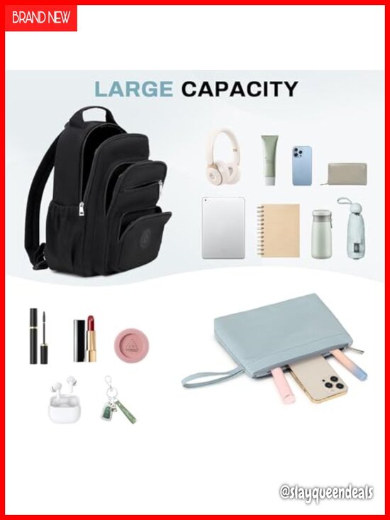 Mini Backpack Purse for Women, Nylon Small Daypack with Luggage Strap, Tablet